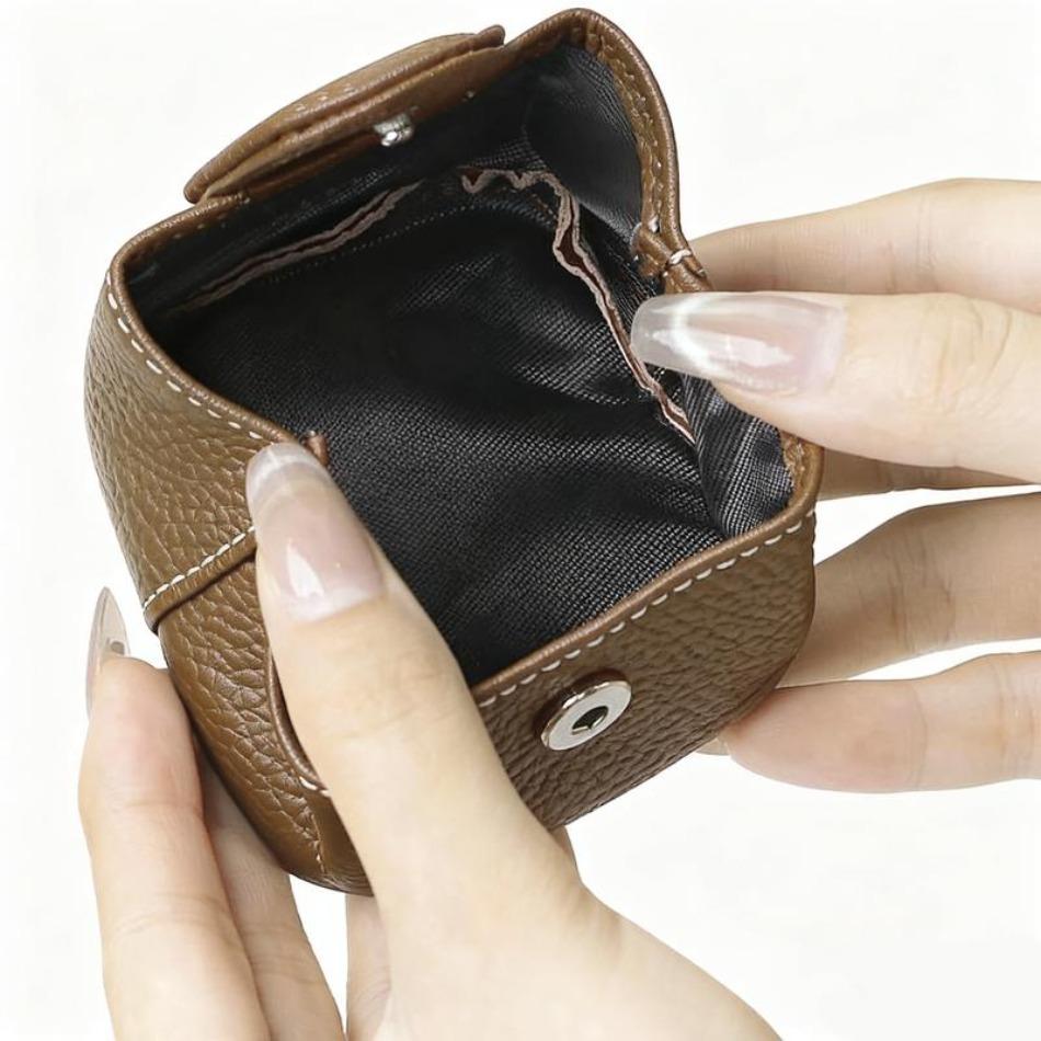 2026 NEW Mini Lychee Pattern Solid Color Buckle Coin Purse Key Earphone Storage Bag Casual Daily Change Pouch Thanksgiving Christmas Gifts for Men Women Girls