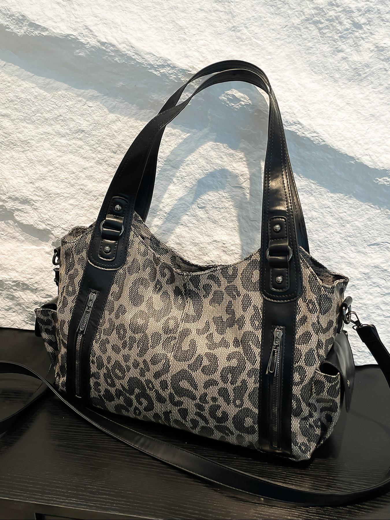 Women's Punk-Style Rivet-Decoration Handbag, Large-Capacity for Fall & Winter Daily Use, Casual Trendy Commuter Bag, Fashionable Shopping Bag for Gifts, Hobo Crossbody Bags