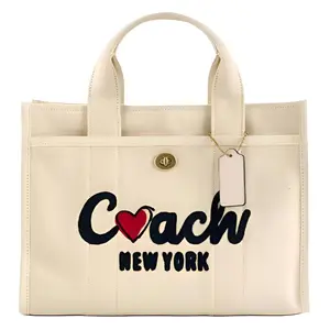 Coach Cargo 34 Love Pattern Tote Bag for Women – Quilted Fabric, Oversized, Off-White
