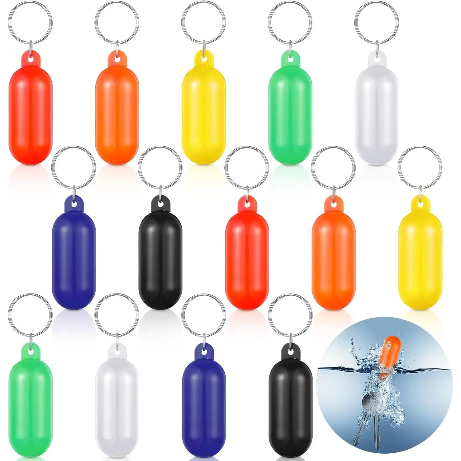 14 Pcs Boat Floating Keychain Oval Shape Boat Key Ring Floating Key Pendant for Sail Kayak Fishing AccessoryGift.