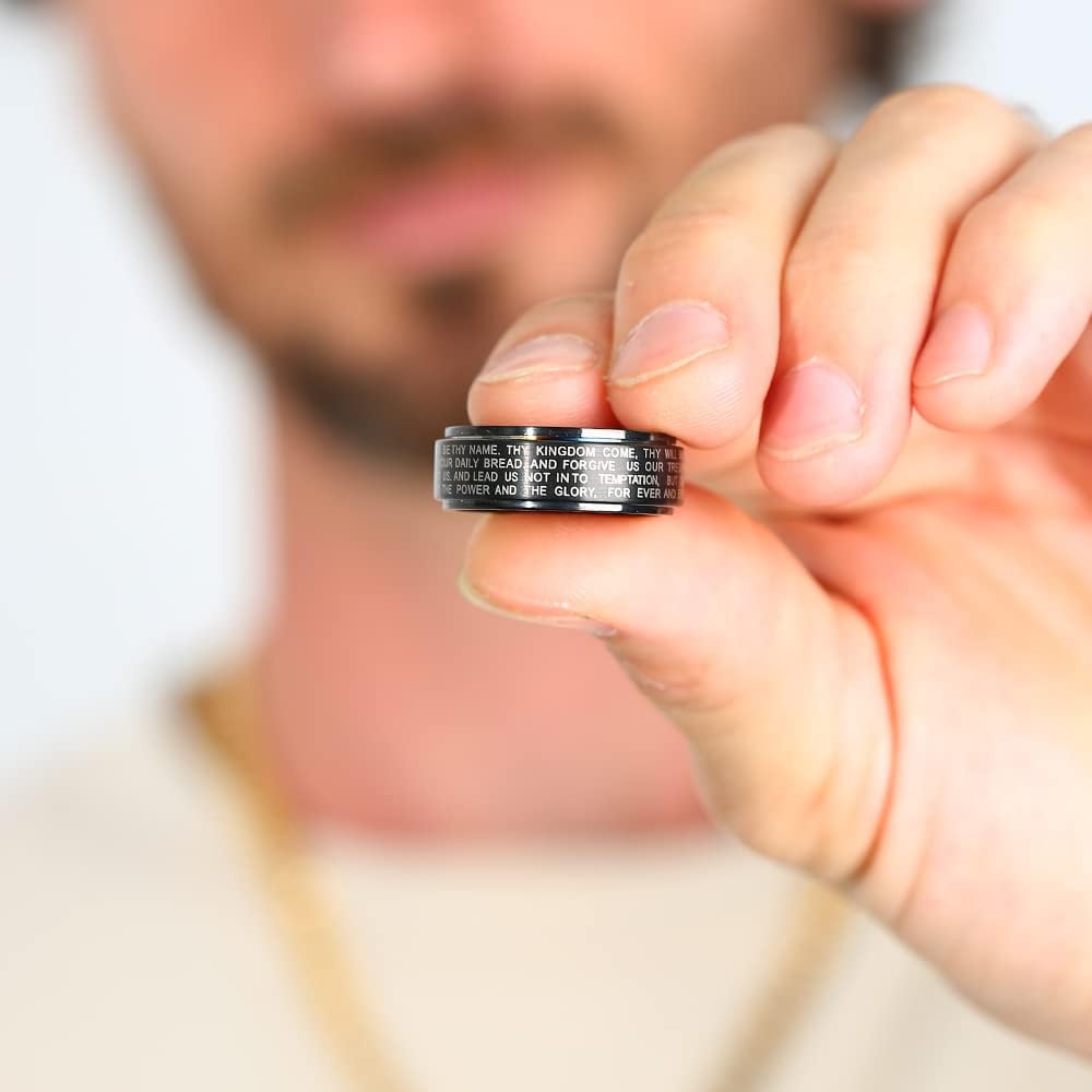 Titanium Tungsten Spinner Wedding Mens Rings Half Size, Nickel Free Fidget Anxiety Ring for Men Women, Basic Plain Brushed/Brick/Cross/Hammered Engagement Promise Ring for Him Comfort fit 4-16