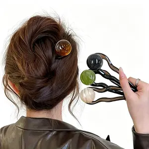 2026 New U-Shaped Hairpins (Set of 4) - Elegant Retro Coconut Jelly-Style Beads Bag Charm, Stylish Updo Accessory, Ideal Valentine's Day Gift for Daily Wear