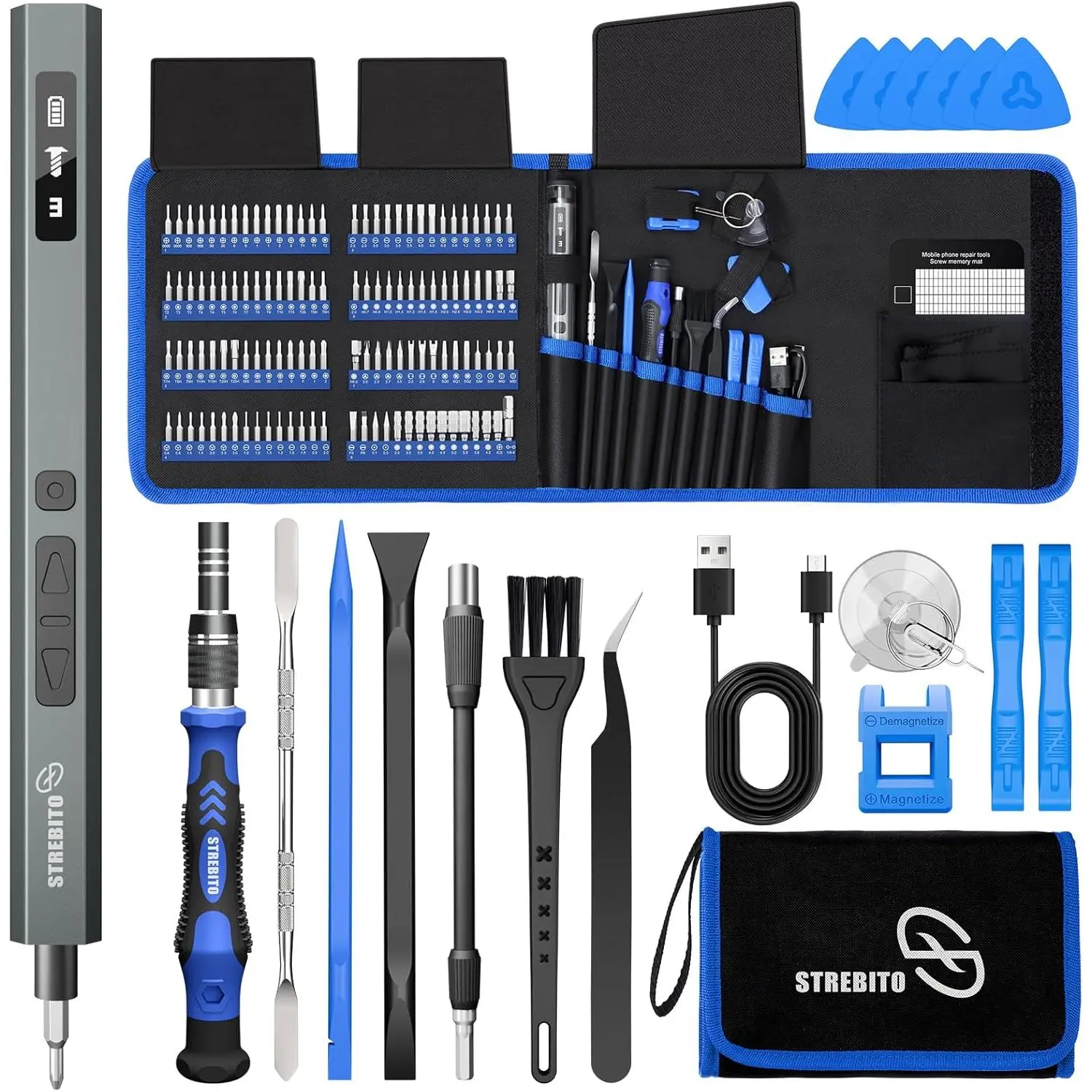 Upgraded 144-Piece Electric Screwdriver Set with 0.7 N.m Max Torque, 120 Magnetic Bits, 5-Gear Torque Adjustment, Screwdriver Tips for Tech Users, PC Repair & Electronics Repair