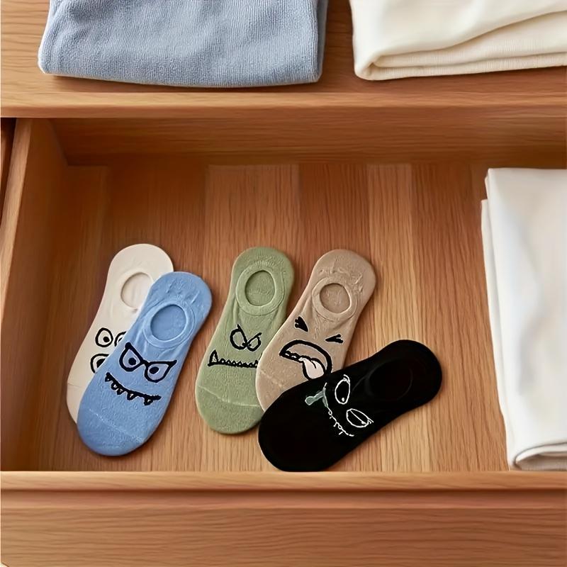 5 Pairs Colorful Cartoon Printed Low-cut Ankle Socks Funny Breathable Lightweight for Teenagers Casual Wear Suitable for 99 Scenes
