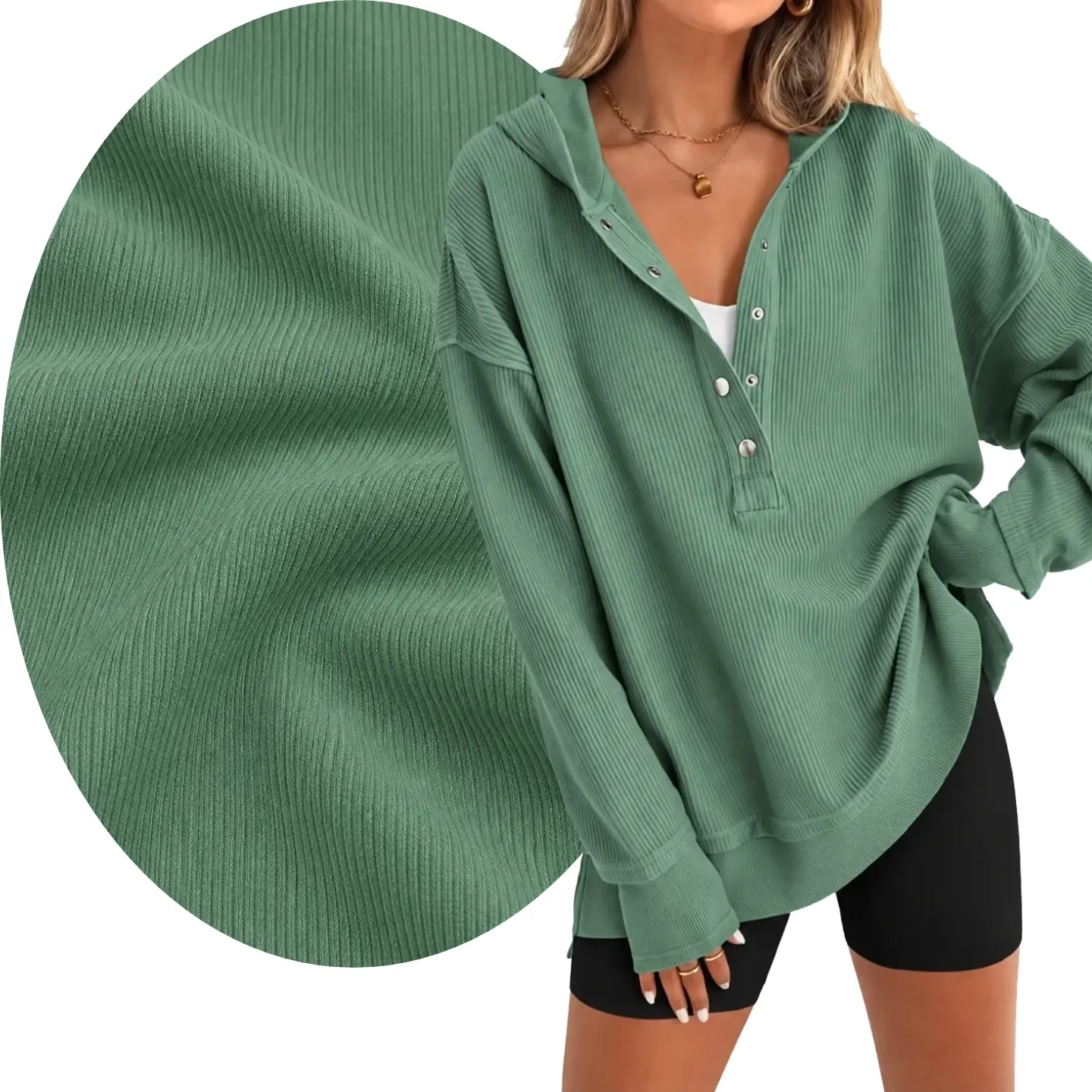 Hat Lightweight Oversized Womens Ribbed Knit Hoodie - Basic V-Neck Button-Up Long-Sleeve Polyester Pullover, Fall Winter Solid Color Drop Shoulder Slouchy Casual Cozy Jumper, Minimalist Y2K Streetwear Outfits Knitwear Lounge Top