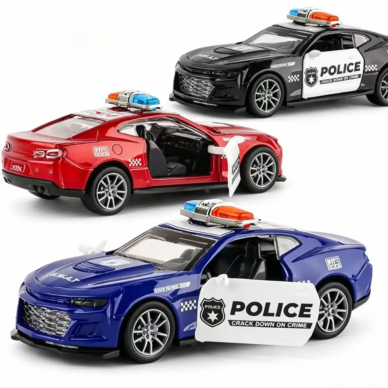 Zinc Alloy Miniature Police Car, Pull Back Toy, Colorful Party Gift, Car Accessories, Room Decor, Hands-On Skill Improvement, Holiday Gifts