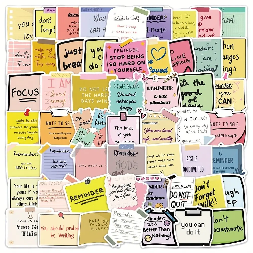 54pcs English Sticky Notes Stickers, Cute Style Planner Supplies, Creative Personalized Phone & Desk Decorations