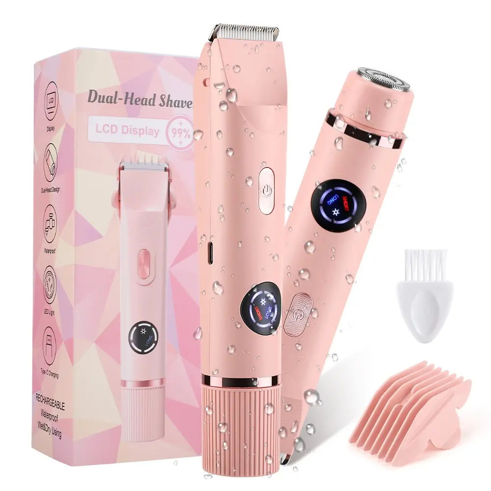 Women's Hair Removal Device, Dual Blade Electric Shaver, Ipx7 Waterproof, USB Charging, Suitable for Private Area, Armpits, Legs