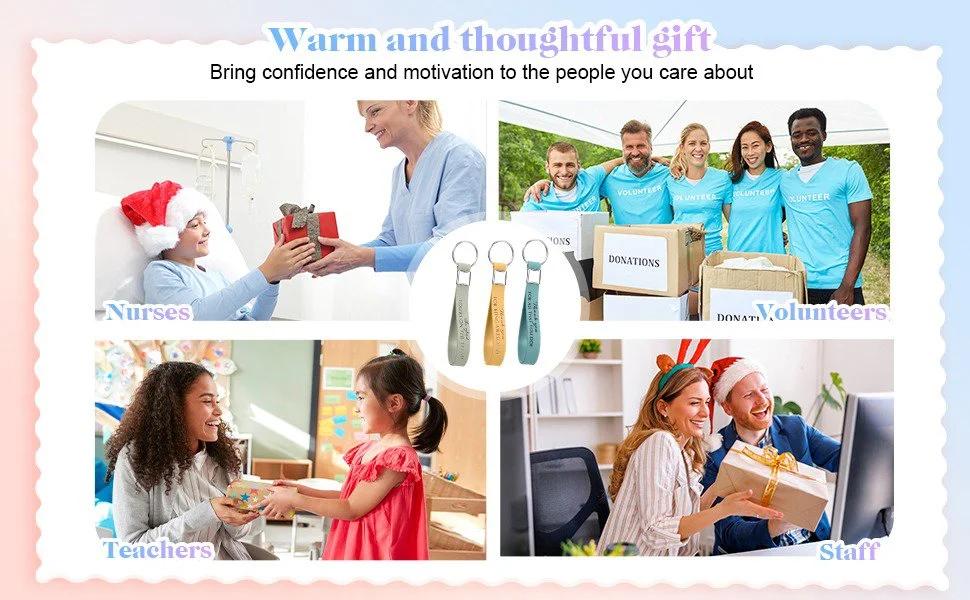 BASIC SUPPLY 30 Pcs Thank You Keychain Gift Bulk for Employee Christmas Inspirational Appreciation for Coworker Team Staff Office