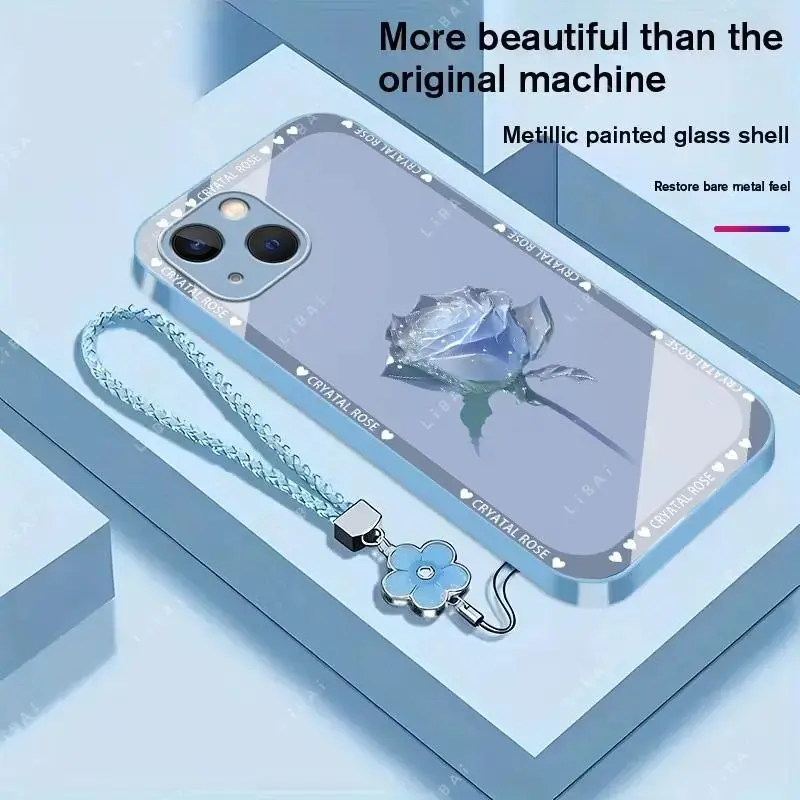 Premium TPU Cellphone Casing for iPhone 14, Shockproof Drop-Proof Handheld Devices Cover, Fingerprint-Resistant, Simple Elegant Design, Multiple Colors, Free 4-Leaf Clover Lanyard YM99
