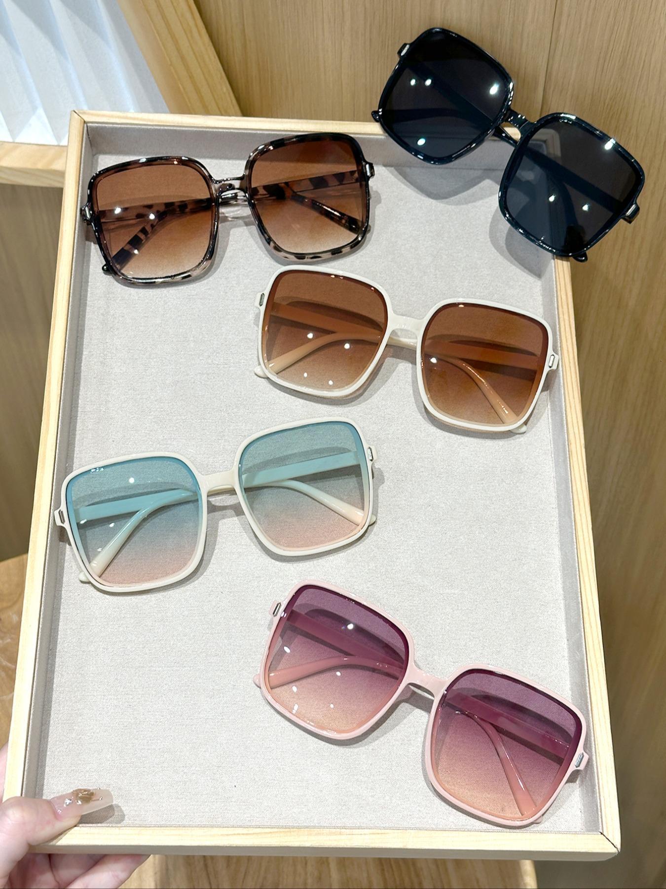 Unisex Stylish Large Square Frame Glasses, Trendy Casual UV400 Protection Tinted Lens Glasses for Everyday Use, Fashion Accessories for Outdoor Activities, Trendy Sunglasses, Sunglasses Frames