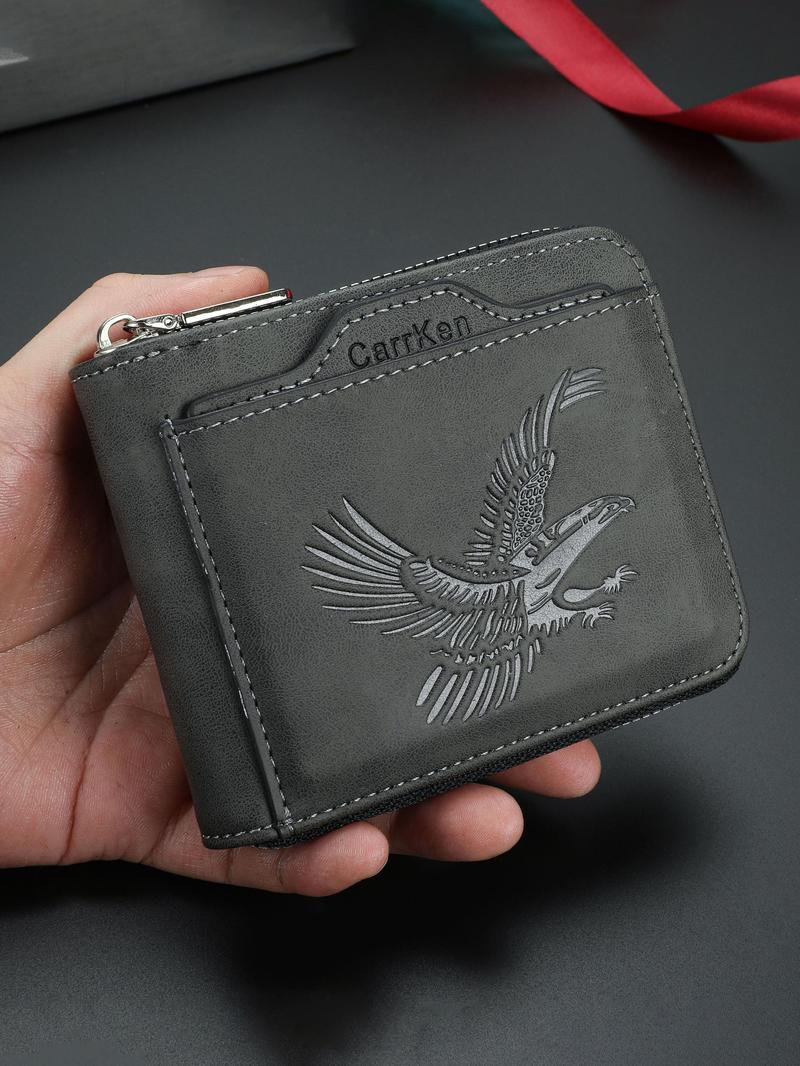 Men's Vintage Eagle-Embossed Short Wallet, Business Multi-Card Slot Wallet, Casual Trendy Wallet for Work & Daily Use, Durable Bifold Wallet