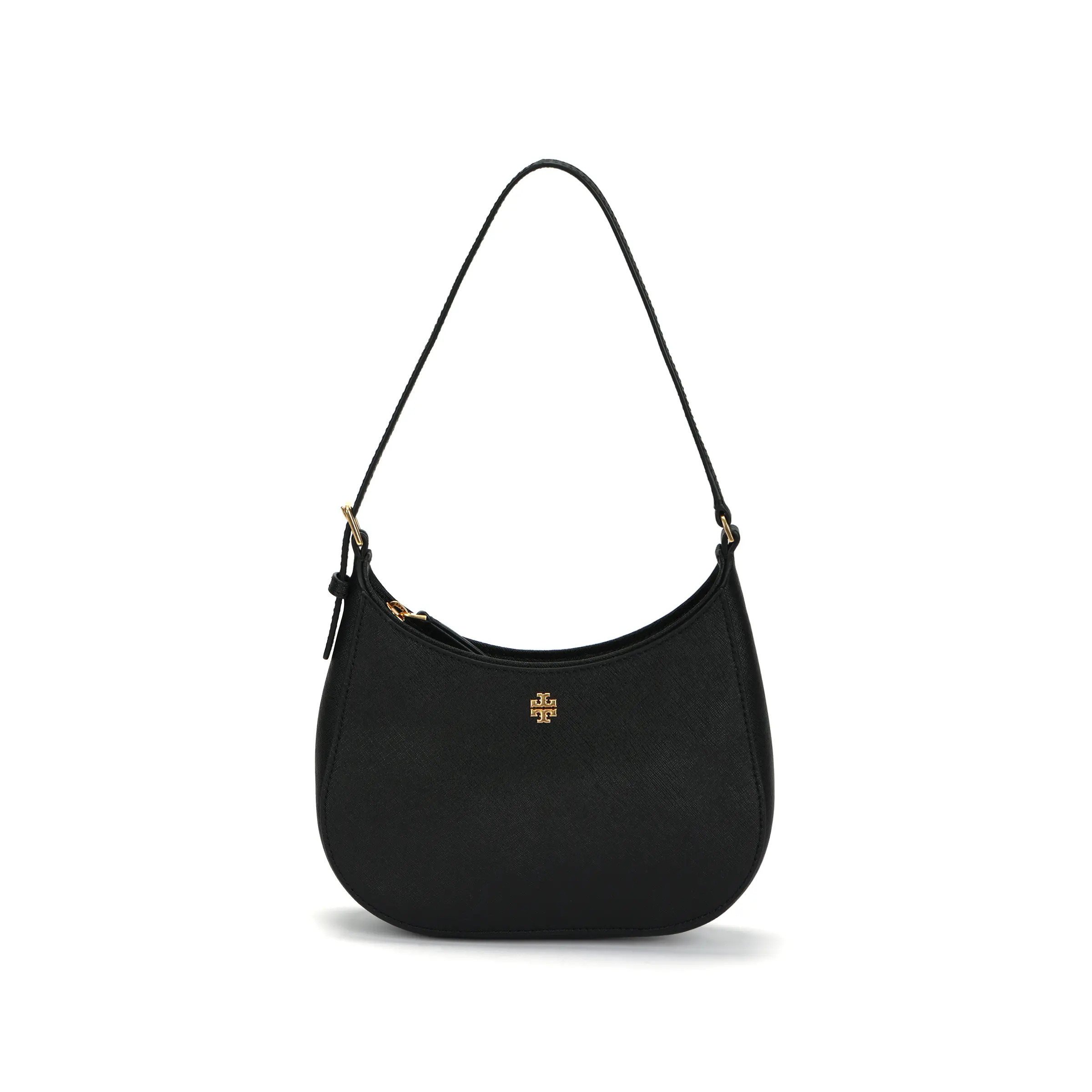 Tory Burch Emerson Textured Leather Crossbody Bag for Women, Minimalist Casual Style in Black