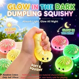 Glow In Dark Dumpling Squishy Blind Box | Soft Squeeze Fidget Toy Stress Relief Desk Ornament Holiday Gift Squishy Fidgets