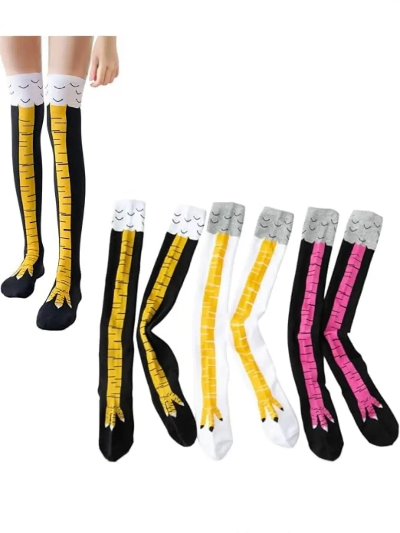 3 Pairs Funny Chicken Claw Socks, 3D Creative Fun Over-The-Knee and Ankle Socks, Perfect for Thanksgiving, Christmas, Birthday Parties