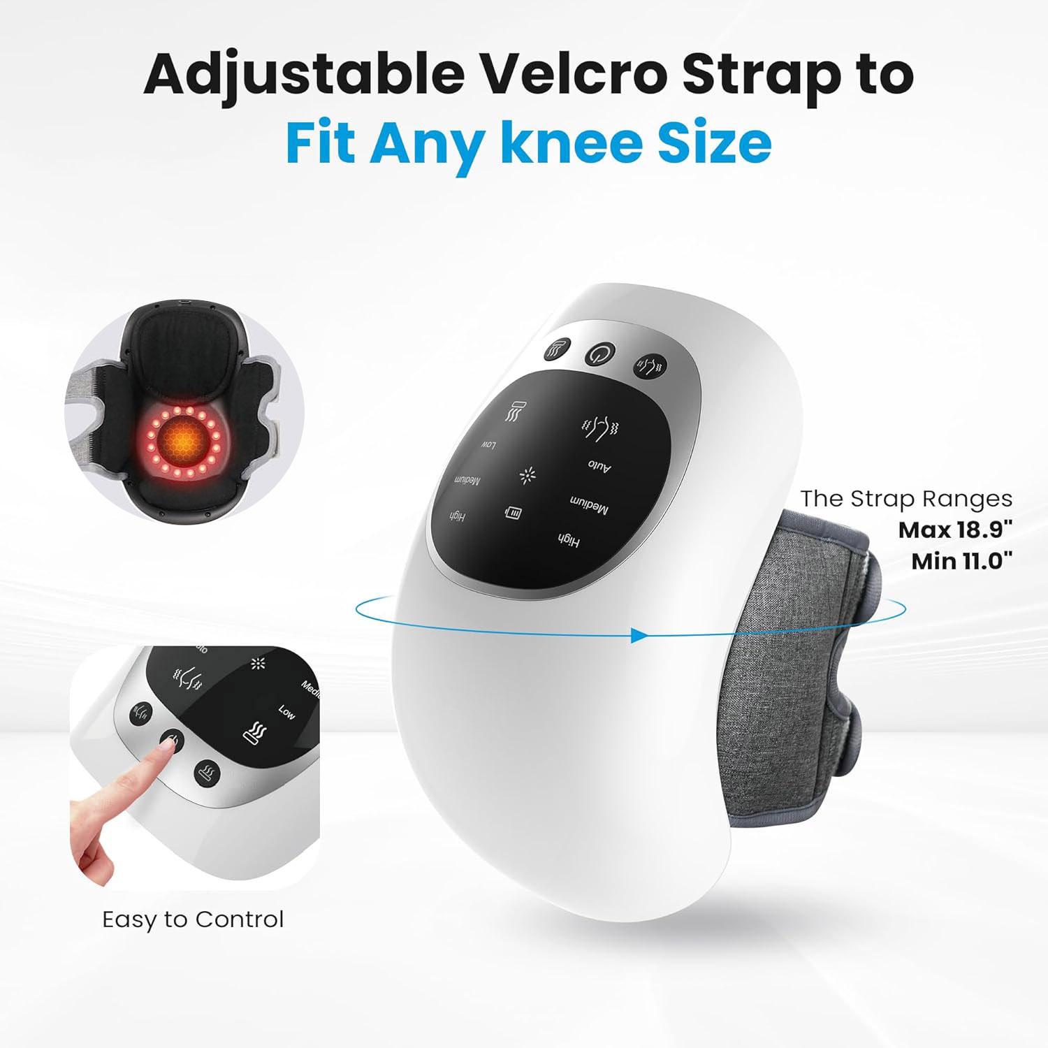 Smart Airbag Knee Massager, 3 Speed Hot Compress Knee Massage Instrument with LCD Display, Electric Heating Knee Massage Tool for Home & Travel