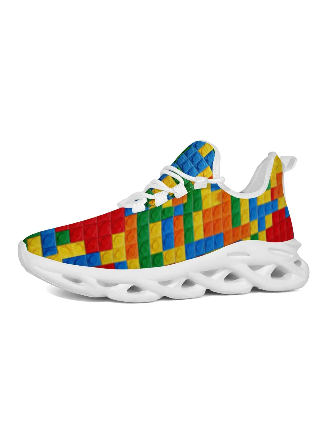 Men's Lego Print Sports Casual Shoes, Street Style Fun Design, Vibrant Color, Contrast, Lightweight Cushioned Sole, Trendy Urban Wear