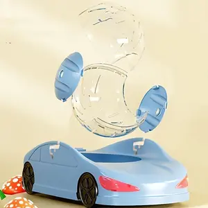 Interactive Plastic Running Wheel Toy for Hamsters, Includes Rolling Ball for Exercise and Fun, Durable Structure, Blue and