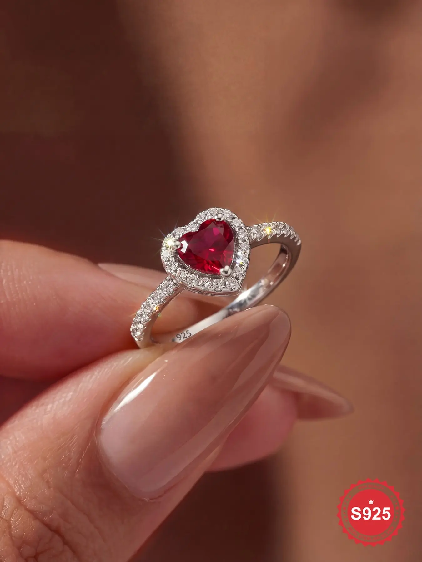 S925 Sterling Silver Fashion Heart Shaped Zircon Ring, Luxury Jewelry for Women, Trendy All-match & Exquisite Jewelry for Birthday Gift, Artificial Zircon Ring, Heart Design Ring, Fashion Heart Rings, Beautiful Rings