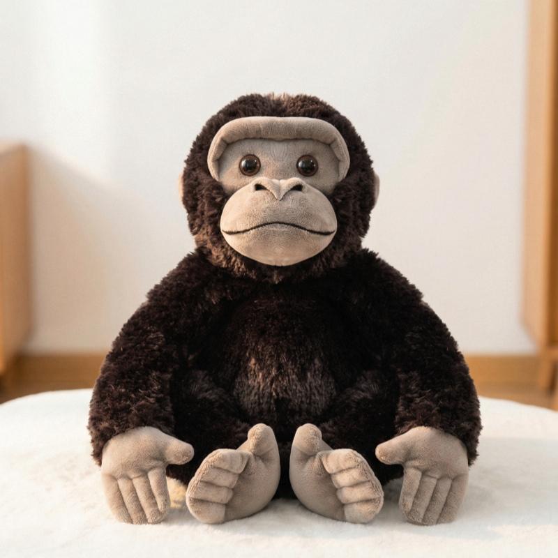High Quality Gorilla Plush Toys Stuffed Lifelike Sitting Pose Monkey Orangutan Doll Warm Cuddly Children Companion Animal