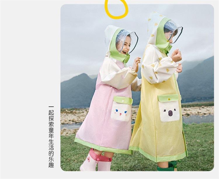 Korean Cute Kids Raincoat Waterproof Children Animal Style Rain Poncho Rain Coat Jacket With Backpack Position Student RainWear