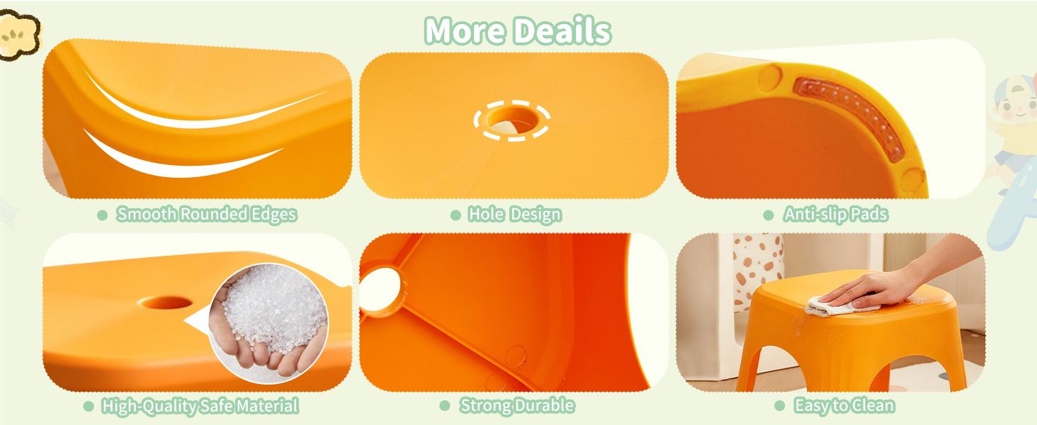 6 Pack School Plastic Stackable Stools, 11.8 Inch Height Colorful Nesting Stools, Portable Backless Stool for Classroom Students, Flexible Seating Chairs for School Home Office