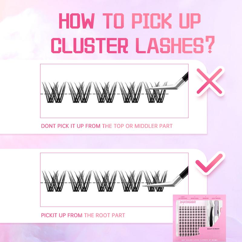 Surprise!Lash CLusters Kit, Personalized Styles Lashes Cluster With Invisible Band Lashes,Manga Lash Extension with Waterproof Long-lasting Lash Bond and Seal,Tweezers and Remover for DIY Eyelash at Home Easily, Natural Makeup Girl Gifts BlackFriday