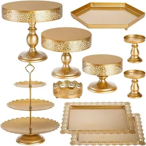 10 count  Cake Stand Set, Metal Round Cupcake Holder Dessert Display Plate Serving Platter, Dessert Table Stands and Trays Set for Christmas, Wedding, Birthday, Anniversary,  Party