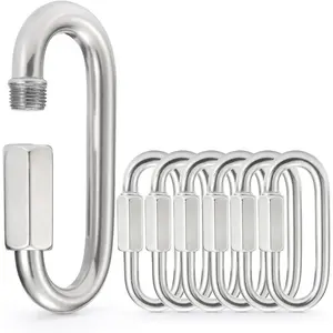 Stainless Steel Chain Quick Links - 304 Stainless Stee Chain Connector, Screw Carabiner, Chain Hooks, Set of 6