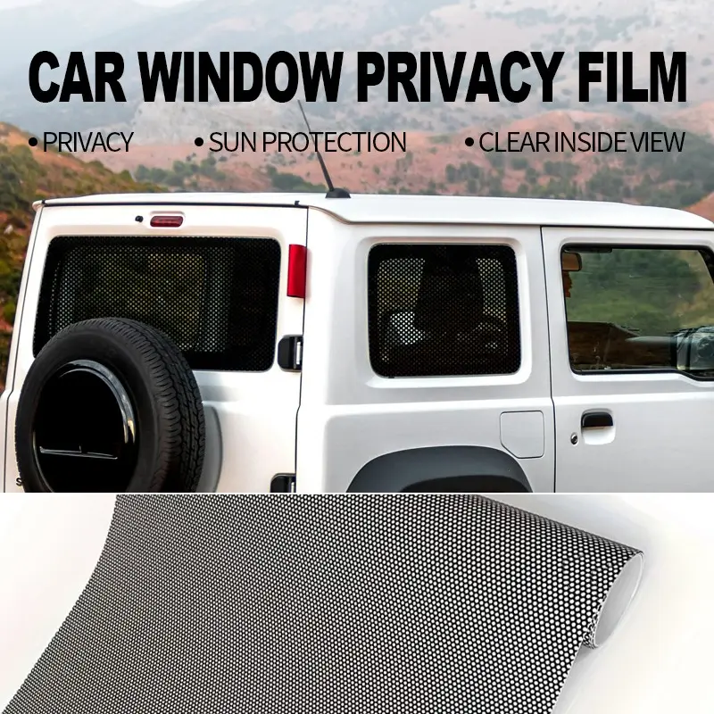 Car Window Privacy Film, Car Window Tint, Single Direction Perforated Mesh Vinyl, Self-Adhesive, Waterproof Sunscreen, Window Film Sun Blocking, Car Accessories
