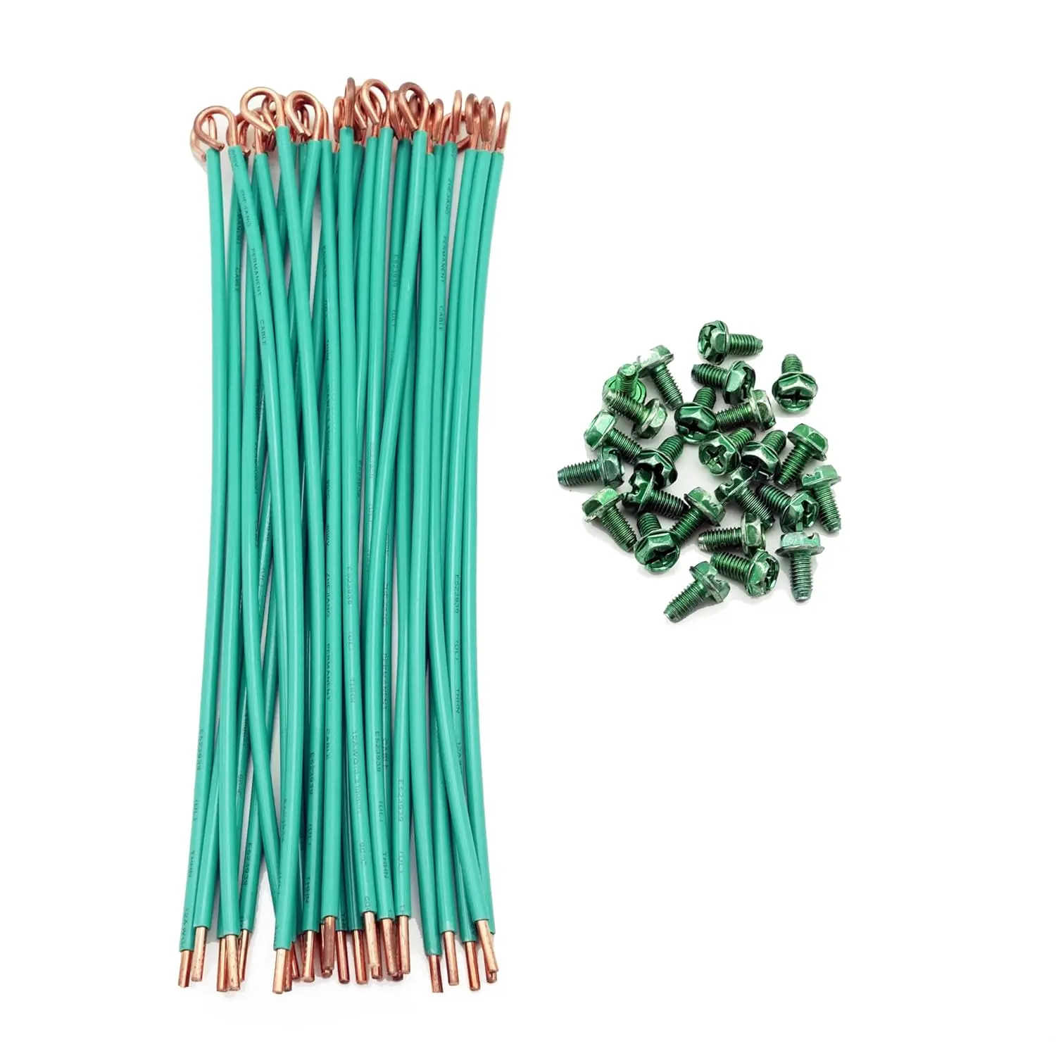 6" Copper Ground Wires with Green Ground Screws, UL Listed 12 AWG Solid Copper Ground Pigtails,Pack of 25