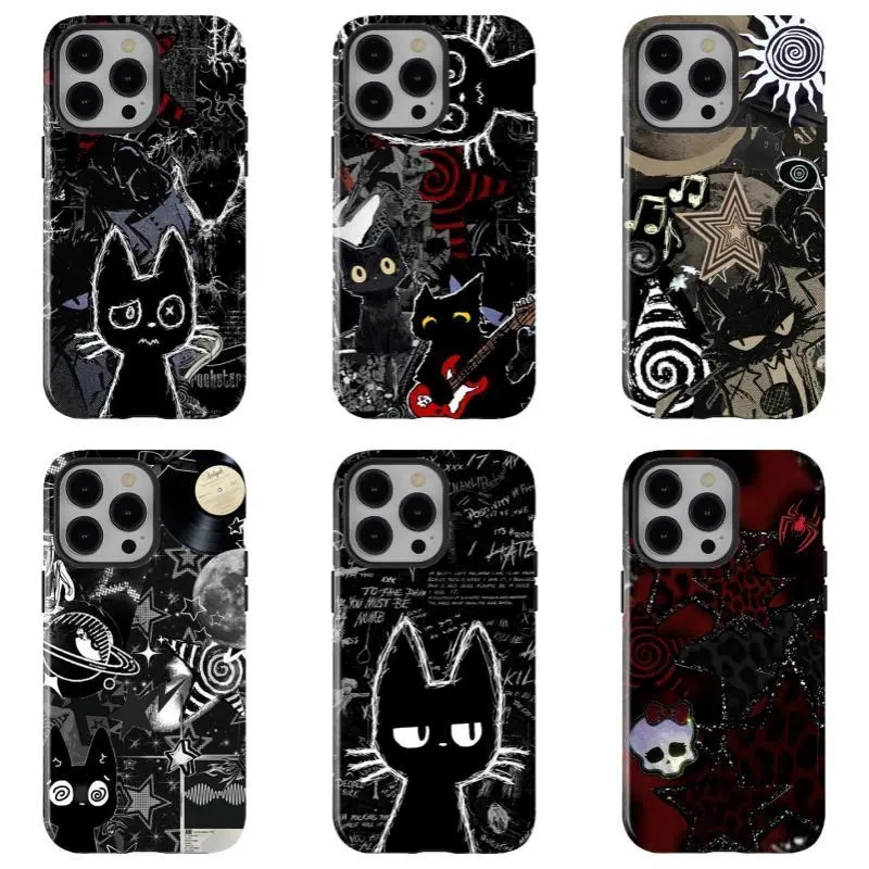 Cardcaptor Sakura Dark Graffiti Slim Fit Lightweight Polycarbonate Phone Case - Black Cat Kero Protection Cover, Unisex Accessory for iPhone 11/12/13/14/15/16/17 ProMax Plus, Ideal Fan Gift, Iphone 17