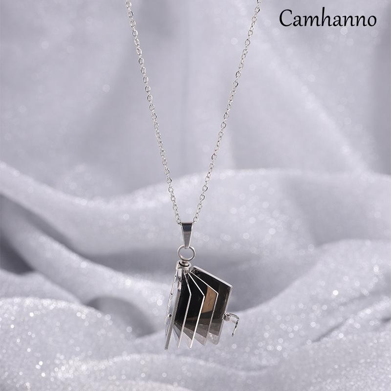 Mothers Day Gift Titanium Steel Necklace for Women, Openable Book Locket Love Letter Pendant Personality Temperament Clavicle Chain