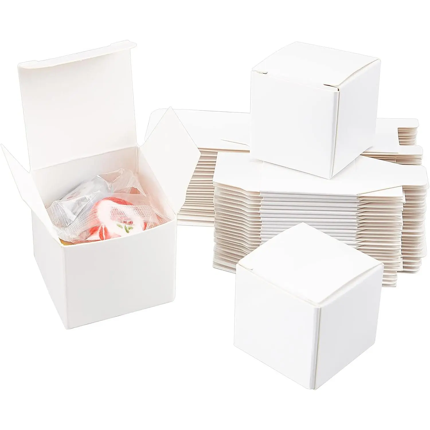 30 Pack  Paper Box 1.57" Mini White Paper  Packaging Box with Lid Soap Box Foldable Cardboard Earring Ring  Favor  Boxes for Mother's Day Wedding Birthday