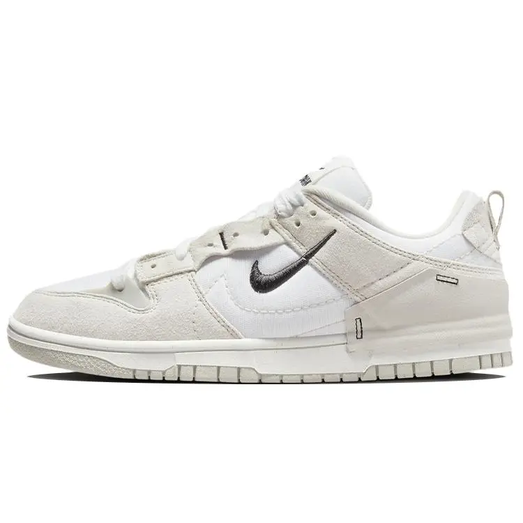 Nike Dunk Disrupt 2 Women’s Low-Top Sneakers in Suede and Recycled Fabric, Grey and White Verifiable, with credentials and supporting global authentication