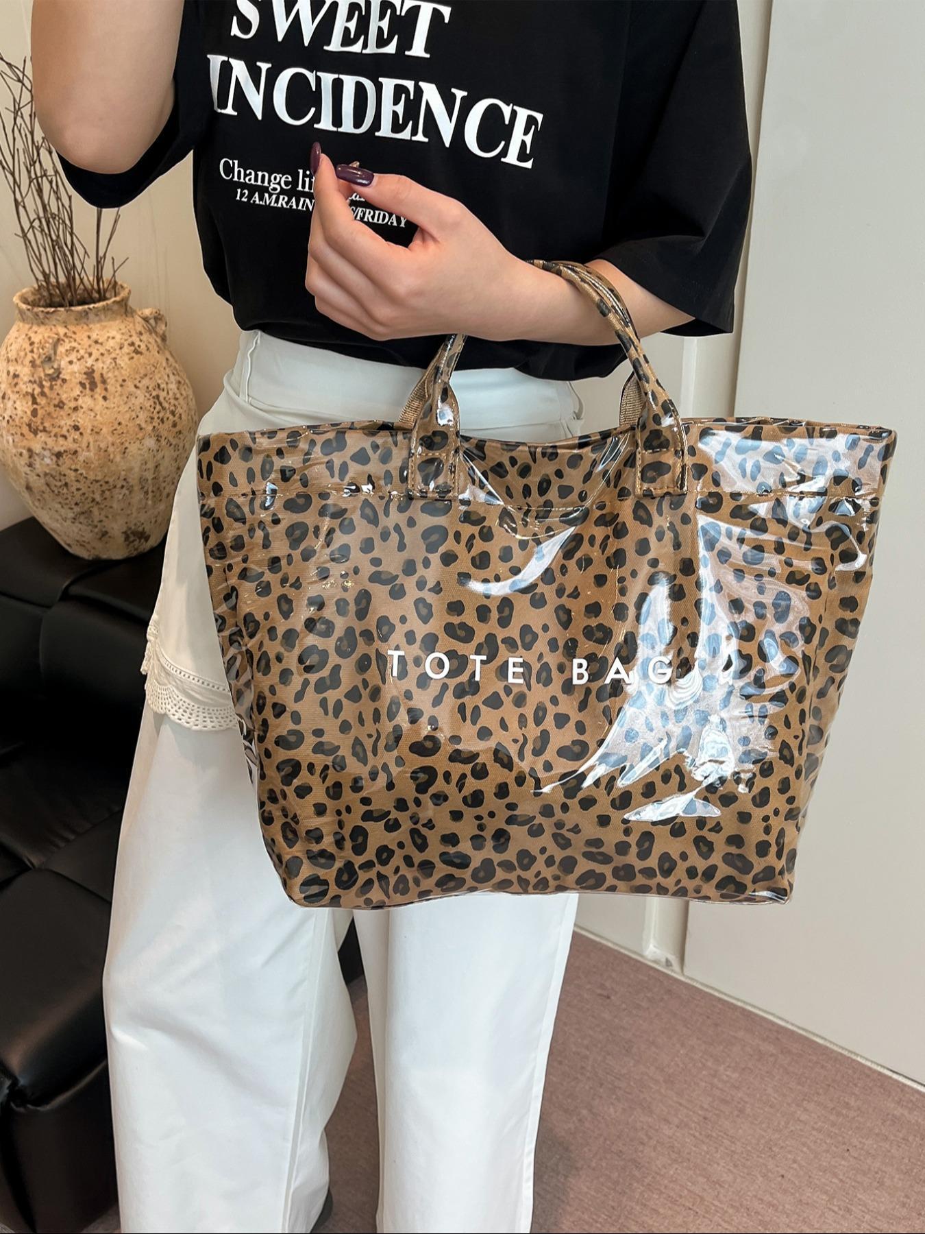 Large-Capacity Tote Bag for Women, Casual Versatile High-quality Daily Commuter Tote, Fashionable Shopping Bag, Leopard Print Tote Bag