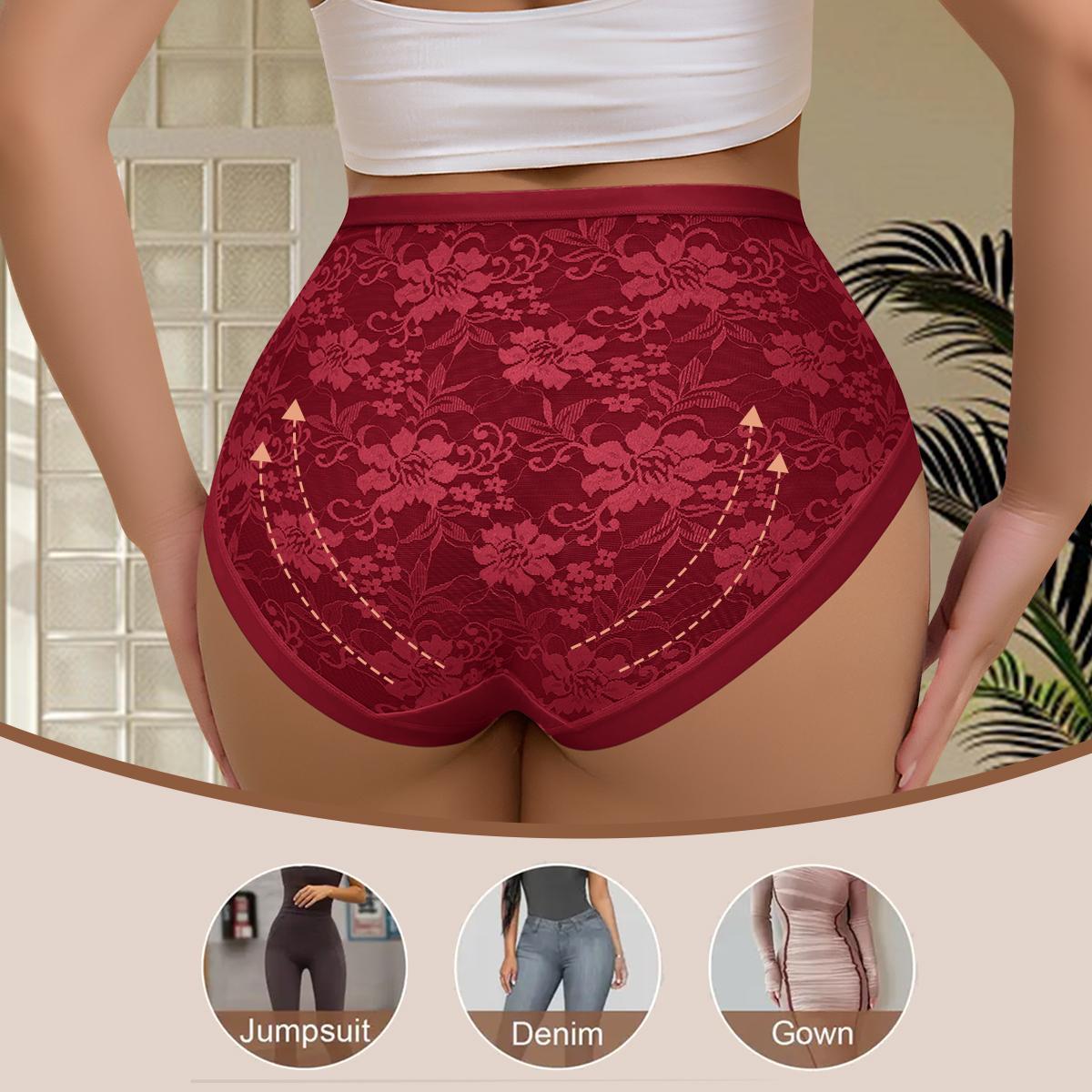QUASTI 5PCS Mid Waisted Spliced Sexy Lace Women's Panties, Lightweight Translucent Skin-Friendly Soft Comfortable Sweet Basic Fit Invisible Underwear, Seamless Anti Roll Edge Elegant Confidence Briefs, S-XXL
