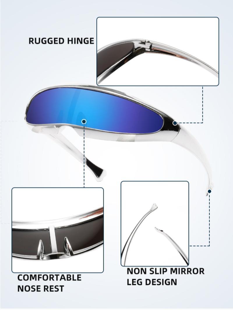 Unisex Future Technology Style Sunglasses, Trendy Casual Flat Top Frame Sunglasses for Everyday Use, Fashion Accessories for Outdoor Activities