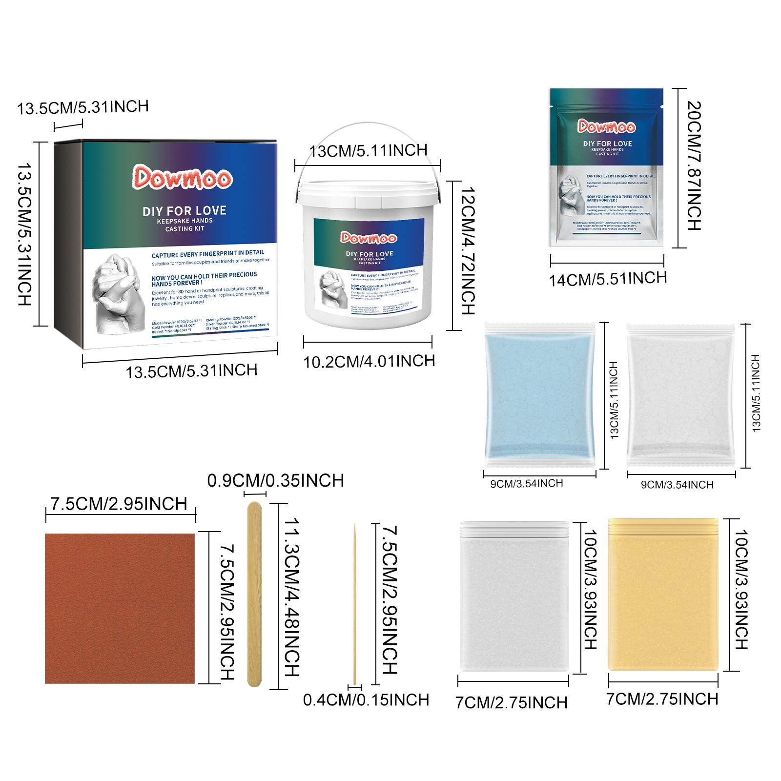 DOWMOO Diy For Love Keepsake Hands Casting Kit, Homemade Holiday Gift Hand-Seal Clay Plaster Commemorative Crafts