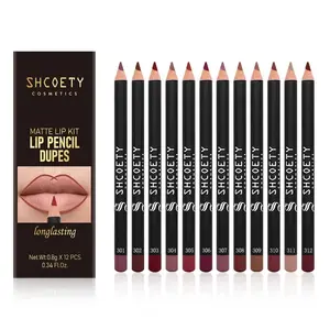 Nectarbellis 12-Color Matte Lip Pencil Set, Long-Lasting Easy-Glide Lip Pencil Lipliner Kit for Everyday and Party Makeup, Girls' & Women's Makeup Accessories, Velvet Finish Lip Liner, Bold Color, Smooth Application, Waterproof Lip Product Holiday Gift