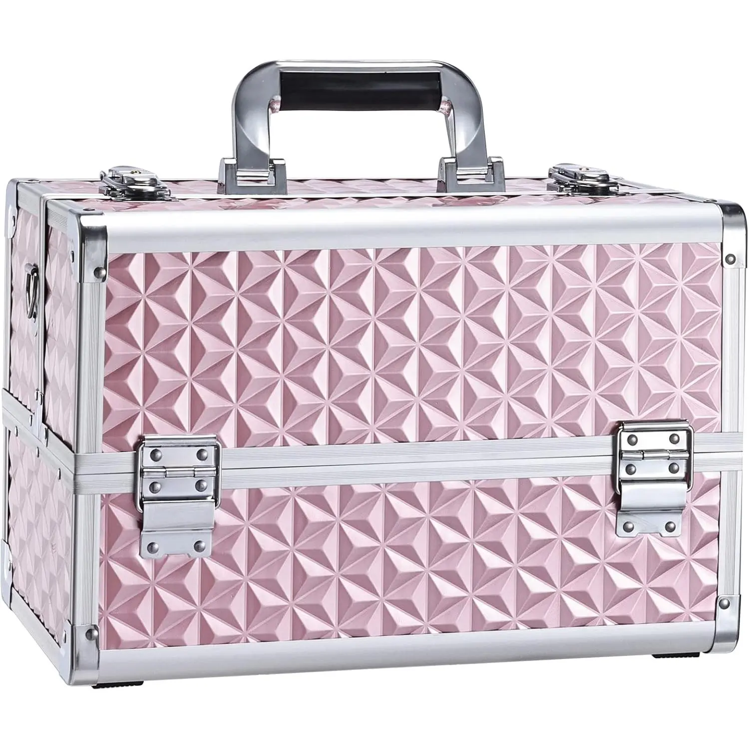Makeup  Case Professional  Organizer  Storage Box with 4 Adjustable Dividers Trays Lockable Portable with  Strap