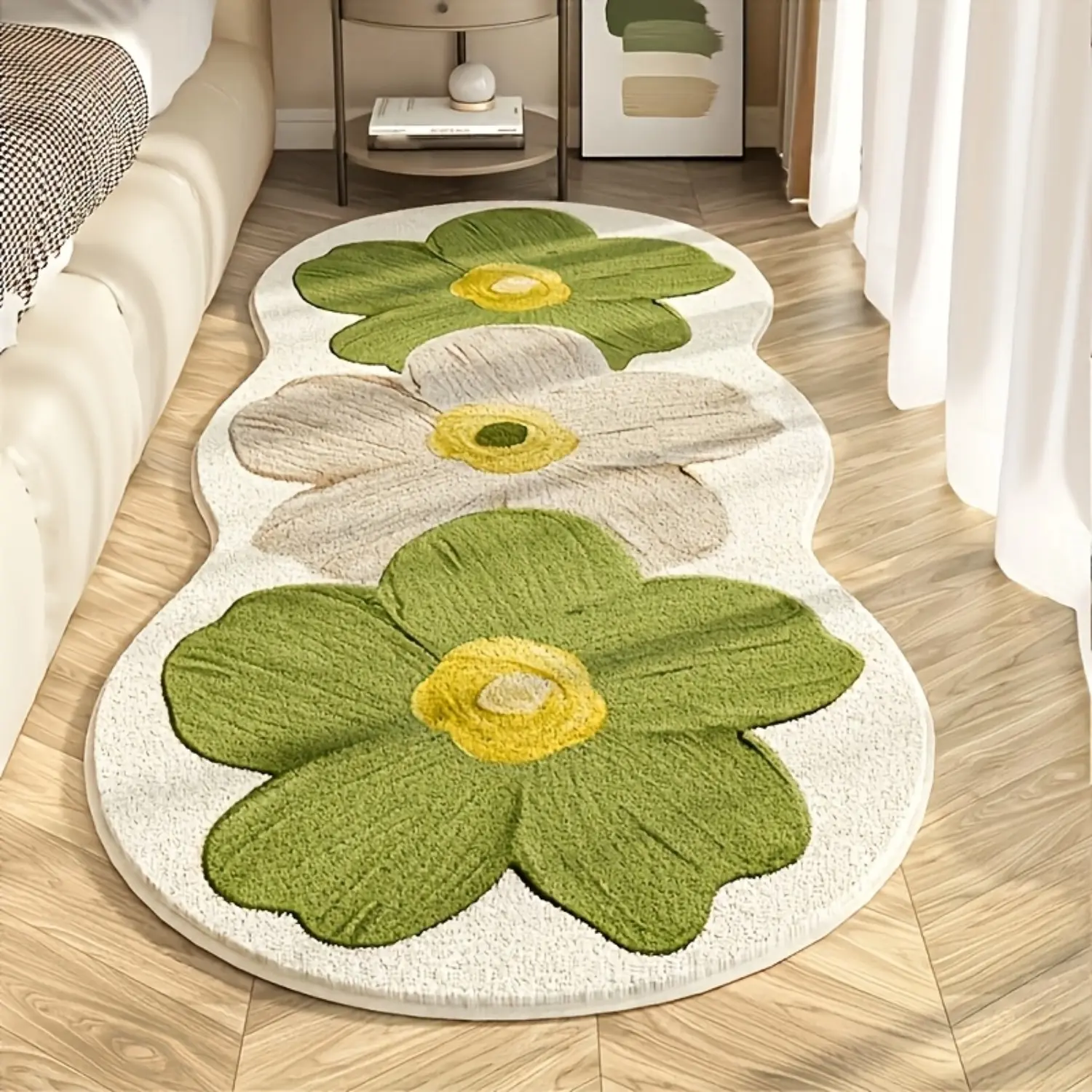 Polyester Bow Pattern Bedside Rug, Luxurious Soft Cashmere-Like Non-Slip Rubber Backing Compact Mat, Light Luxury Living Room Decor, Machine Washable for Sports & Outdoor Camping Hammock Spaces