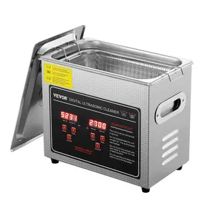 【DealsForYouDays】VEVOR Ultrasonic Cleaner with Digital Timer Heater, Professional Ultra Sonic Jewelry Cleaner, Stainless Steel Heated Cleaning Machine for Glasses Watch Rings Small Parts Circuit Board (3L)