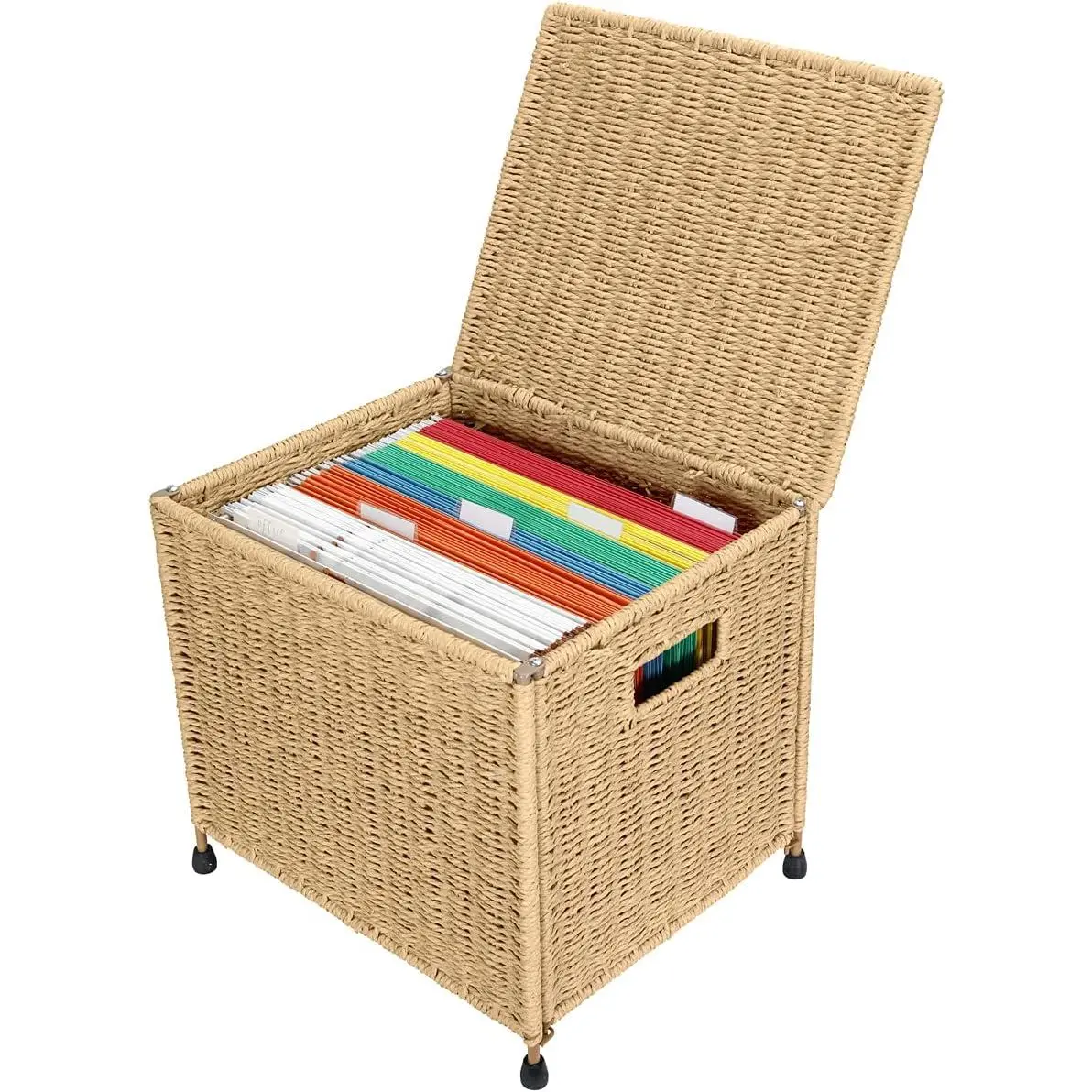 Seagrass File Filing Cabinet File Box Organizer | Collapsible Letter Size  File Box Organizers with Lid | Decorative Seagrass Filing & Storage Office Box | Letter Size ()
