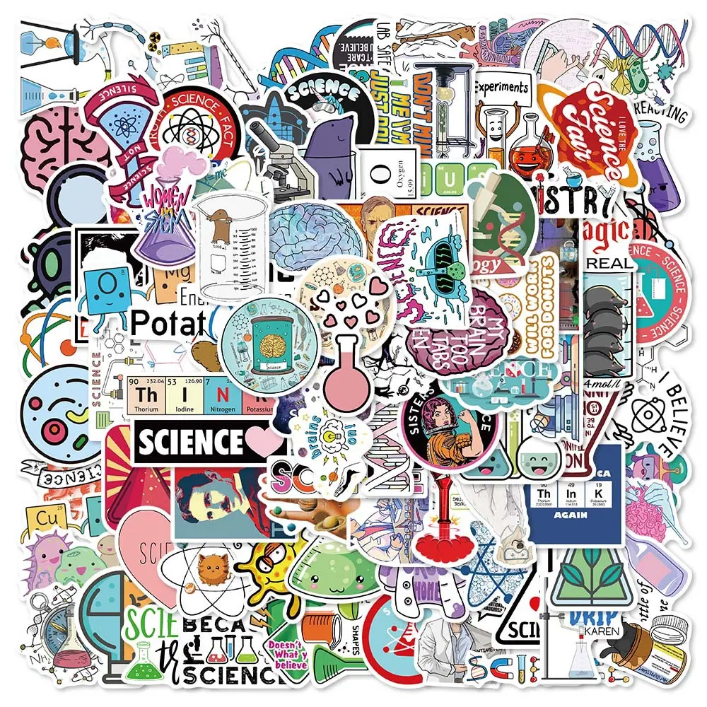 100 Pieces of Lab Physics and Chemistry Themed Decals Stickers, Office Supplies Suitable for Scrapbooks, Journals, Laptops, Water Bottles, Cars and More, Creative Birthday Gifts