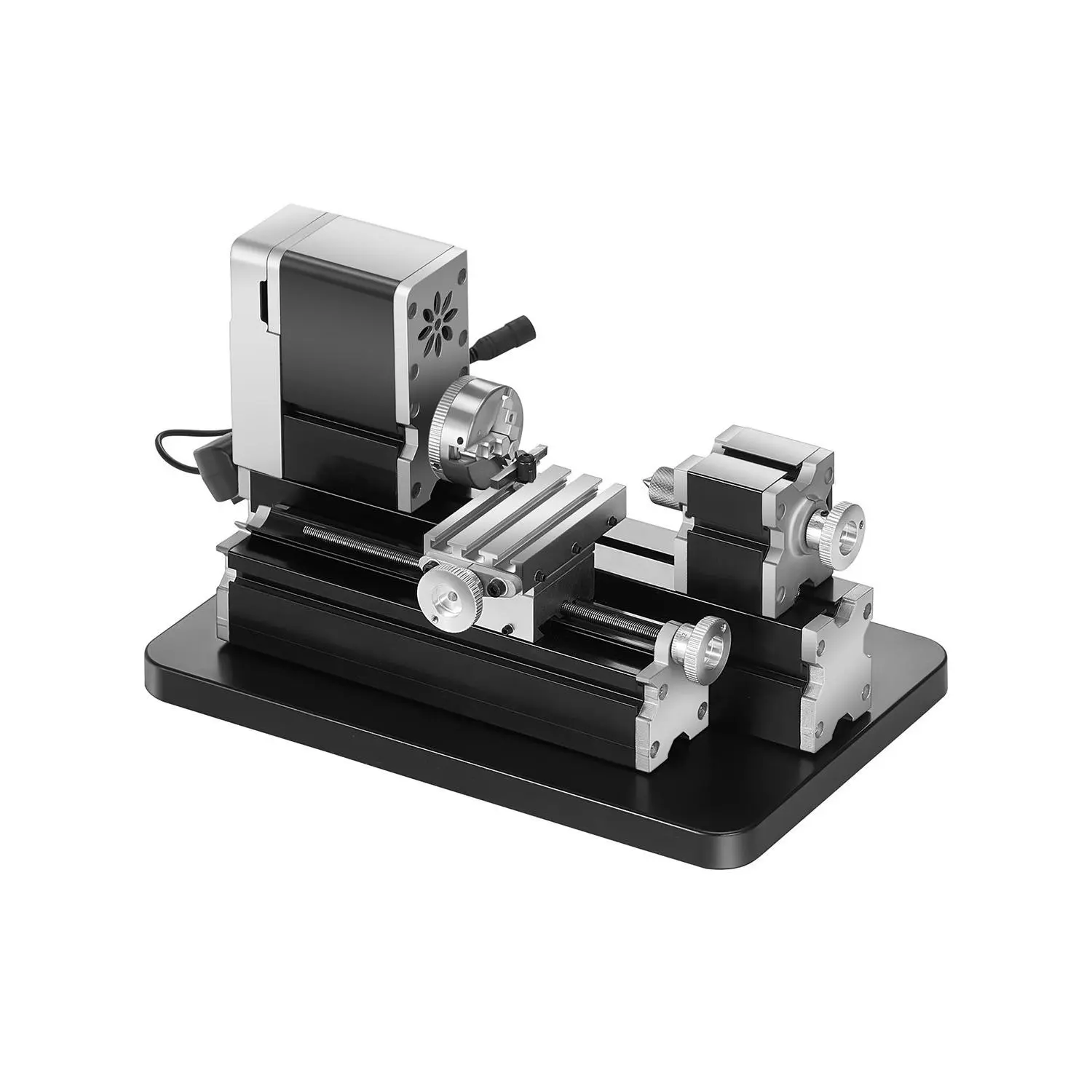 【toolupgrade】VEVOR Didactical Mini Metal Lathe Machine, 2.76x5.12 in, 36W Power, 20,000 RPM Speed, 7.05 lbs, 3-Jaw Chuck, Aluminium Alloy Handwheel, for Precision Parts Soft Metals Wood Plastics Processing, 2.76X 5.12 In, Processing Precision Parts