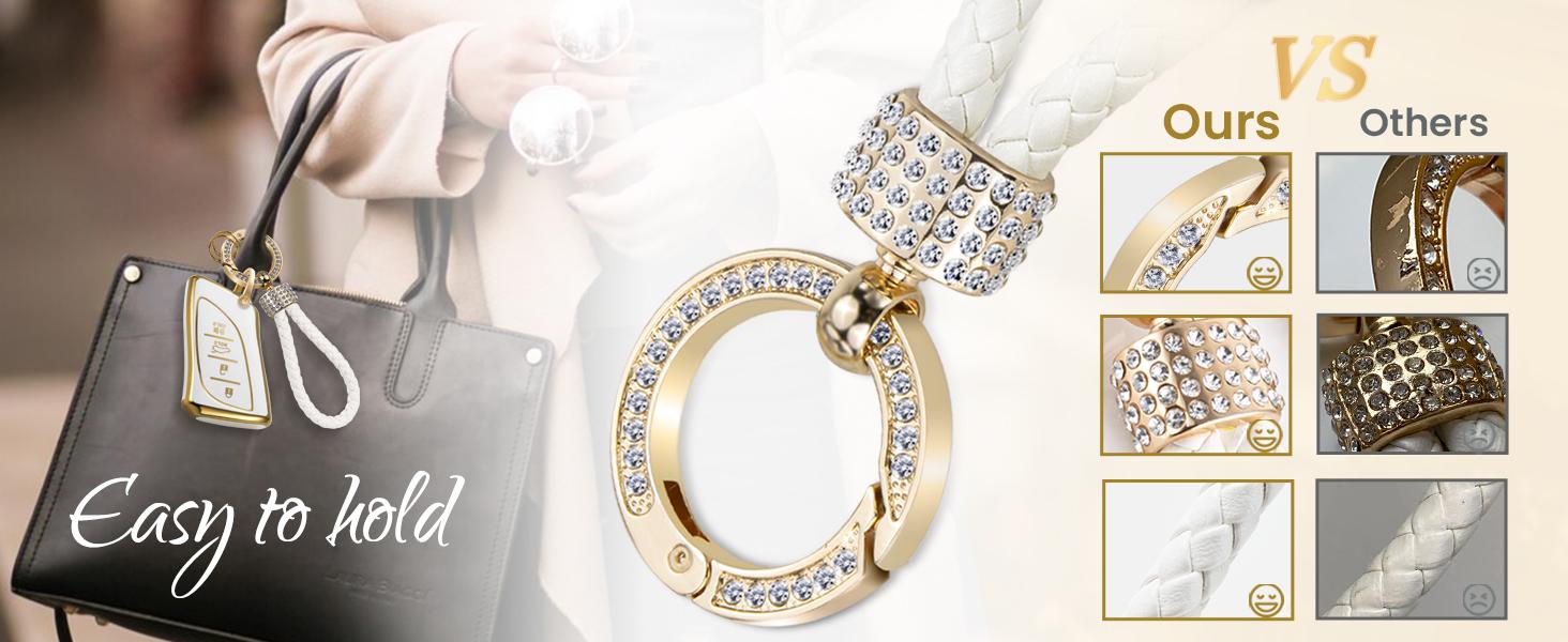 for Lexus Key Fob Cover with Luxury Diamond Braided Keychain, Upgraded Soft Case for ES LC LS (2018-2022), GX UX (2019-2022), NX/RC (2022) (4 buttons) Shell (Gold, B1)