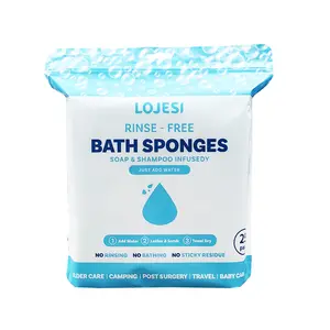 Rinse Free Bath Wipes, 25 Pack Disposable Shower Sponges, No Rinse Body Wipes for Adults, Disposable Washcloth, Bath Accessories
