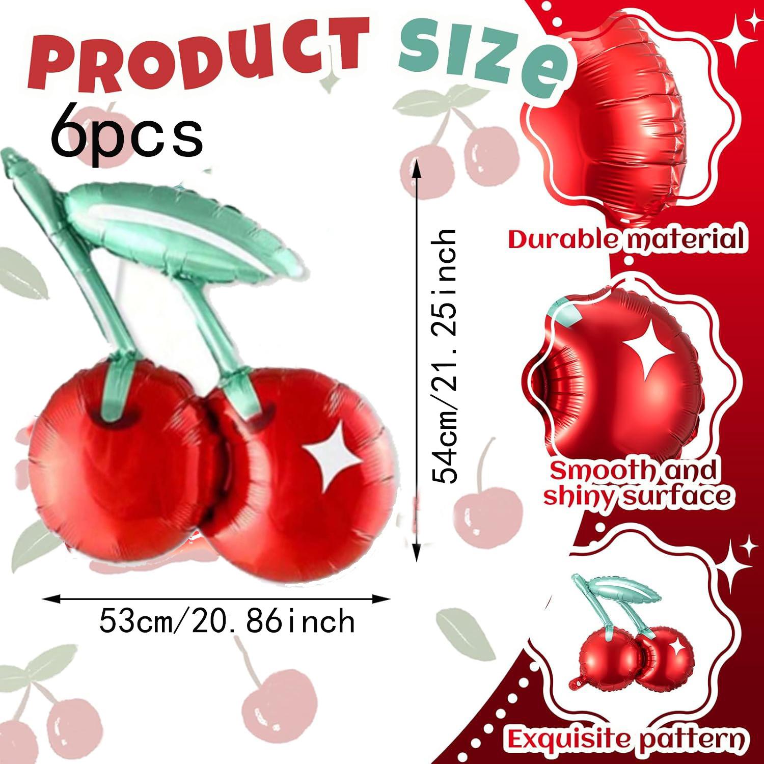 2/4/5/6pcs Cherry Aluminum Film Balloon Fruit Theme Sweet Girl lovely Cherry Birthday Party Valentine Scene Decoration Balloon