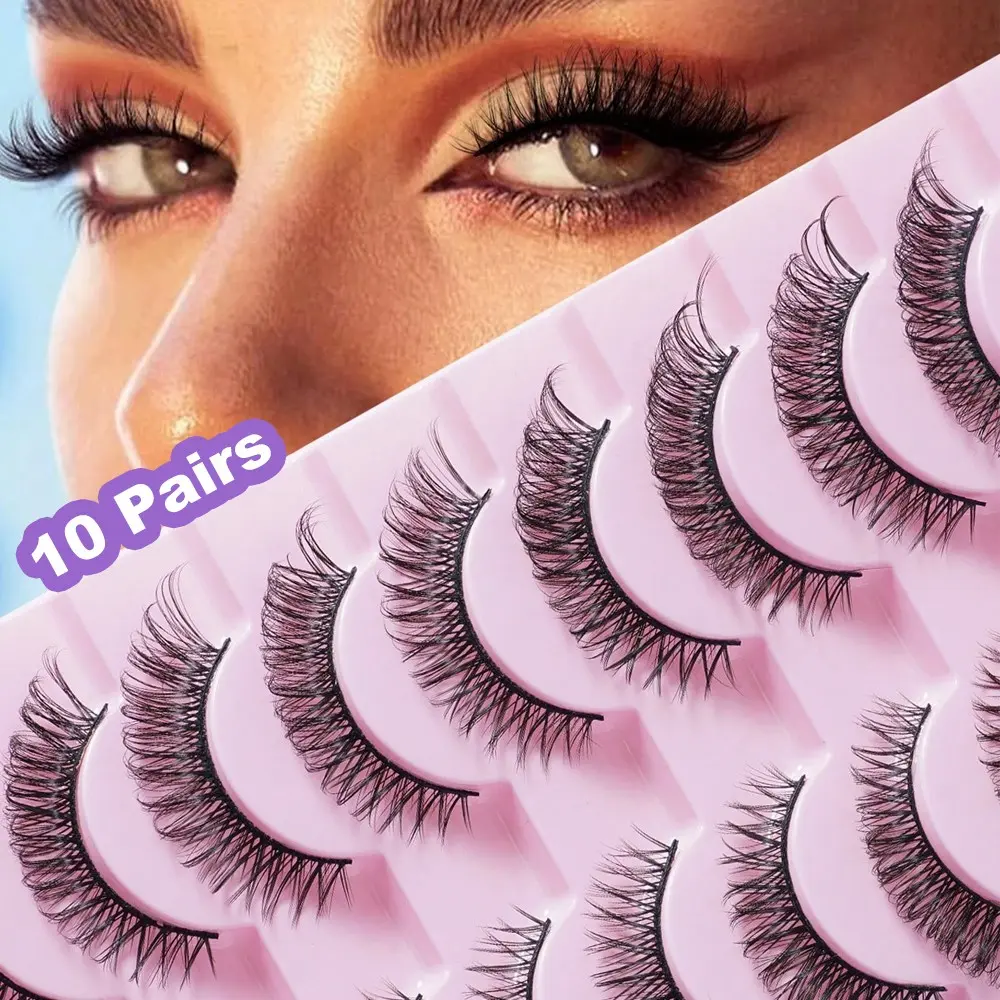 10 Pairs Veleasha Lashes Fluffy Eyelashes Wispy False Eyelashes Faux Mink Lashes Multilayered Salon Quality Eyelashes 3D Effect Volume Soft Curl False Eyelashes for Working or Party